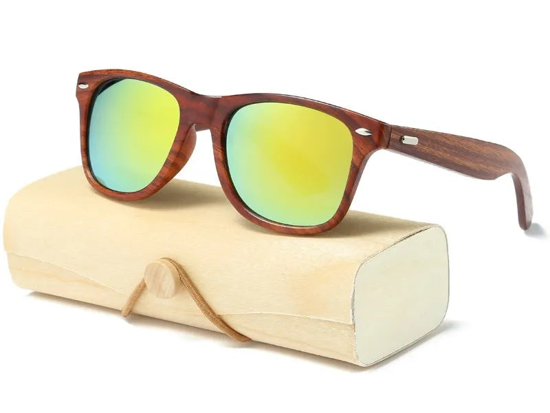 HJYBBSN Handmade Wood Sunglasses Men women square Sunglasses for men women Mirror Wooden Sun Glasses retro de sol masculino