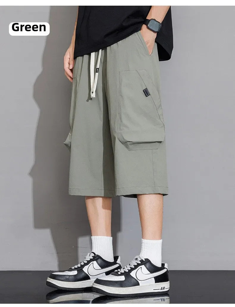Short Men's Clothing Man Shorts Casual Loose Fit Short Mens Male New Summer Work Shorts Men Drawstring Cargo Pants Men
