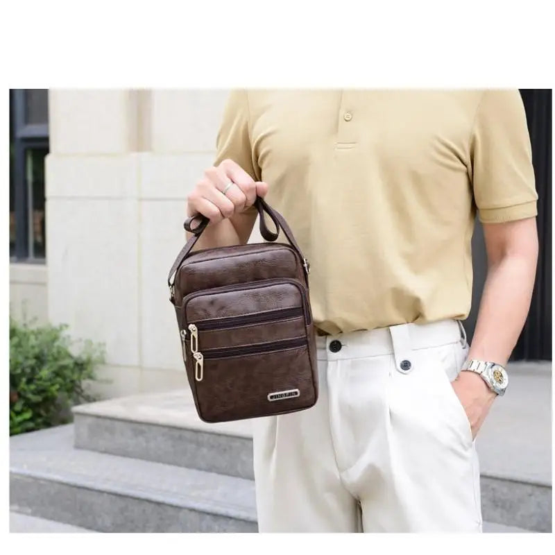 Men's PU Leather Crossbody Shoulder Bags High quality Tote Fashion Business Man Messenger Bag  Leather Bags fanny pack