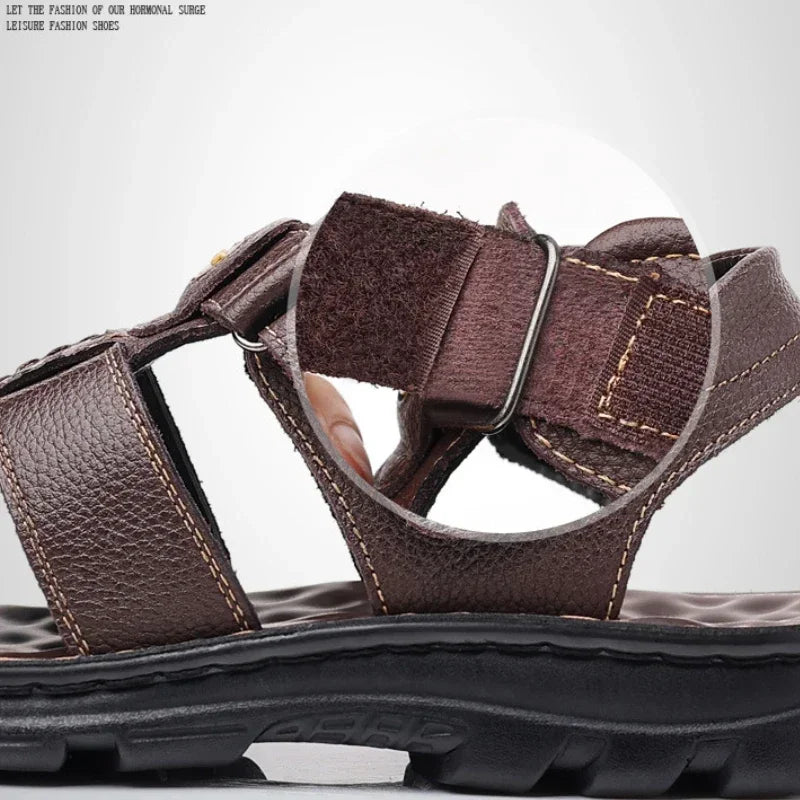 Genuine Leather Men Sandals High Quality Causal Shoes for Men Outdoor Non-slip Beach Shoes Fashion Designer Cowhide Men Slippers