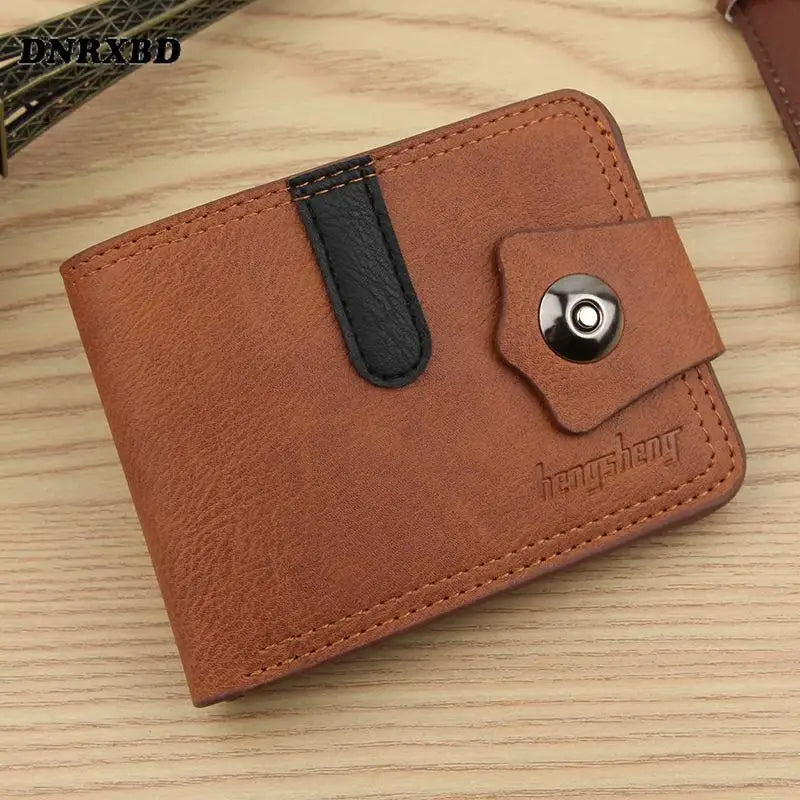 Men's Leather Wallet Short Purse for Man Wallets 2023 Credit Card Holder Money Bag Coin Bag Hasp Small Wallet Portafoglio Uomo