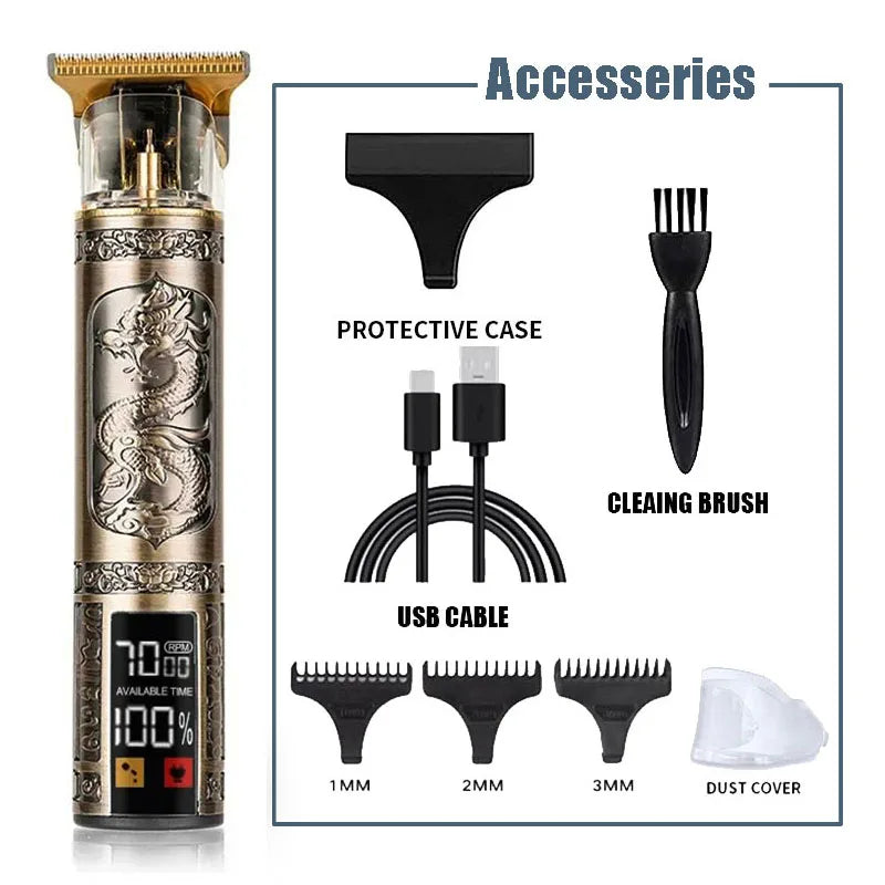 Professional Hair Clippers for Men - Cordless Rechargeable Zero Gapped T-Blade Hair Trimmer Electric Edgers Clippers