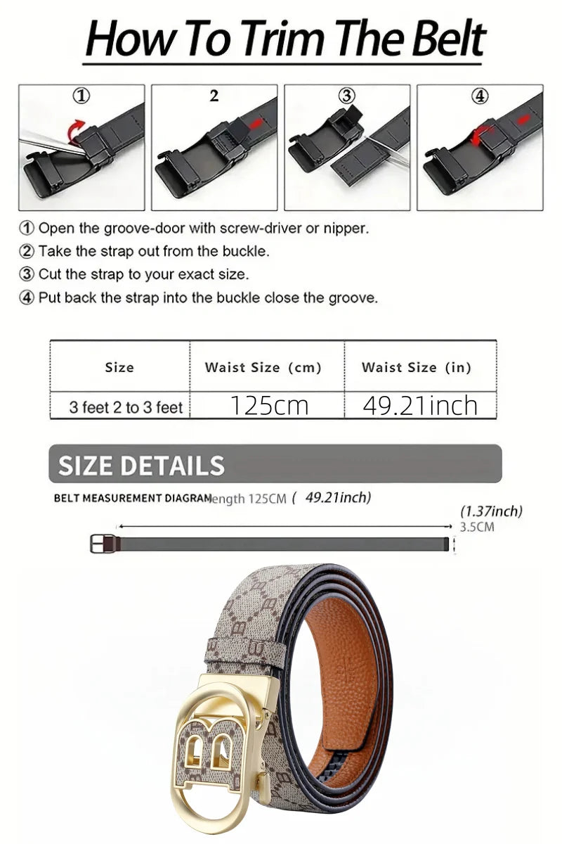 "B" Letter Genuine leather Belt for men Luxury brand Automatic Jeans Trouser belt golf man belt Work social designer waist belts