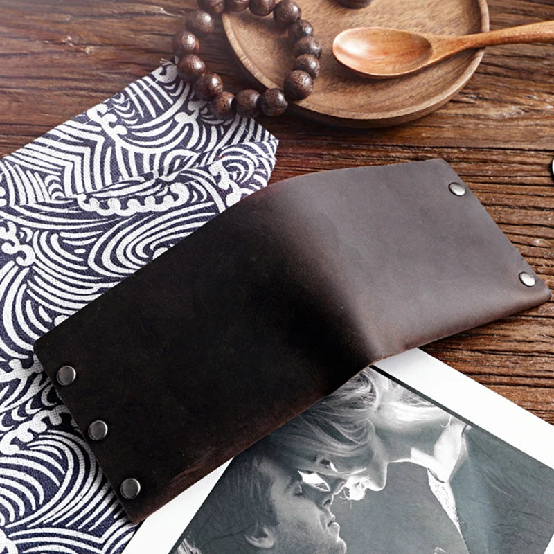 Vintage Genuine Leather Wallet for Men Handmade Card Holder Coin Pocket Purse Money Clip