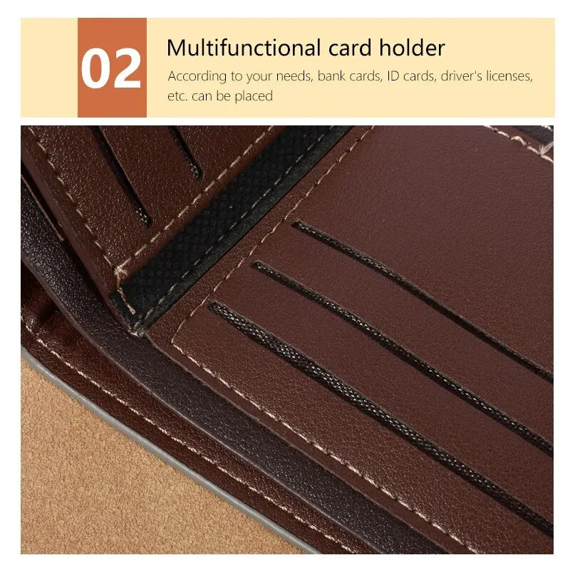 Men's High-capacity Leather Wallet, Small Multi Slot Photo Wallet for Coins, Vintage Wallet