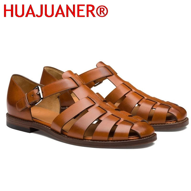 Summer Men's Sandals Leather Dress Shoes Outdoor Soft Pointed Formal Men Wedding Sandals Classic Light Slippers Sandals Sneakers