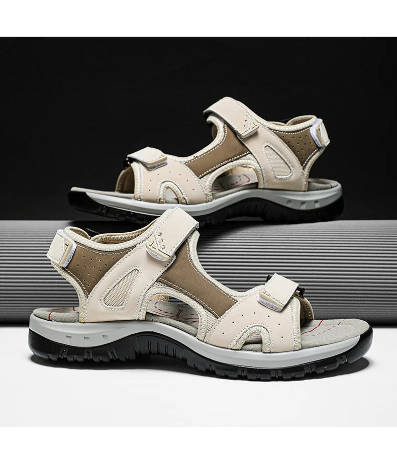 New Summer Leather Women's Sandals Fashion Design Breathable Women Casual Shoes Women Outdoor Beach Flat Sandals Big Size 42