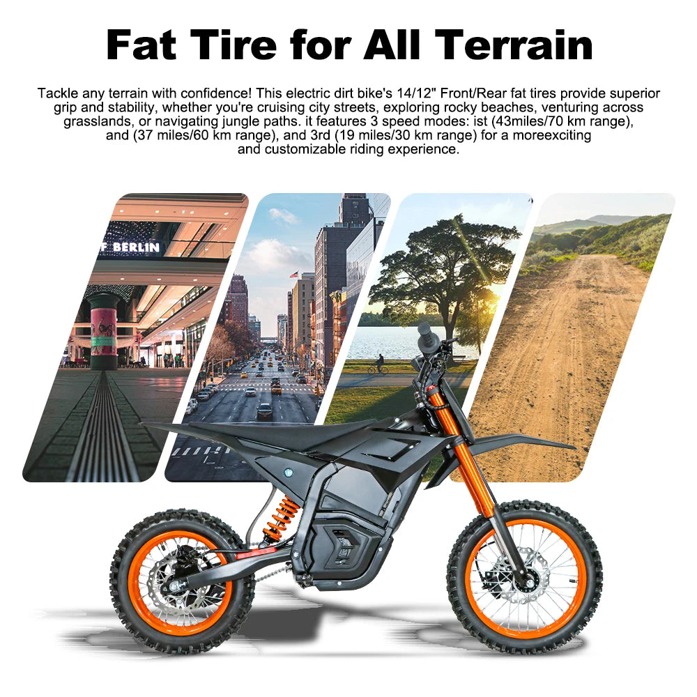 Electric Dirt Bike 3000W  14 mountion ebike Hydraulic Brakes Off-Road Ebike  48V Battery for Age 13+