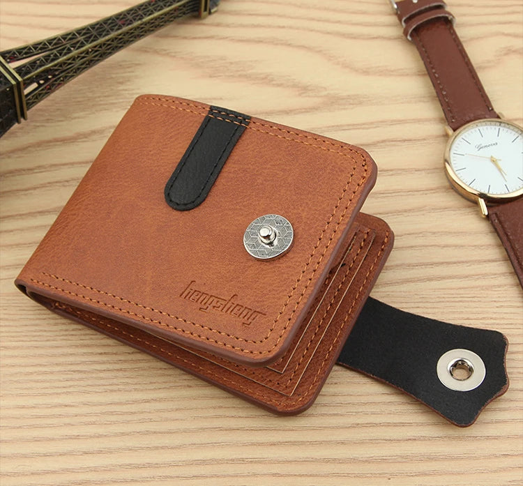 Men's Leather Wallet Short Purse for Man Wallets 2023 Credit Card Holder Money Bag Coin Bag Hasp Small Wallet Portafoglio Uomo