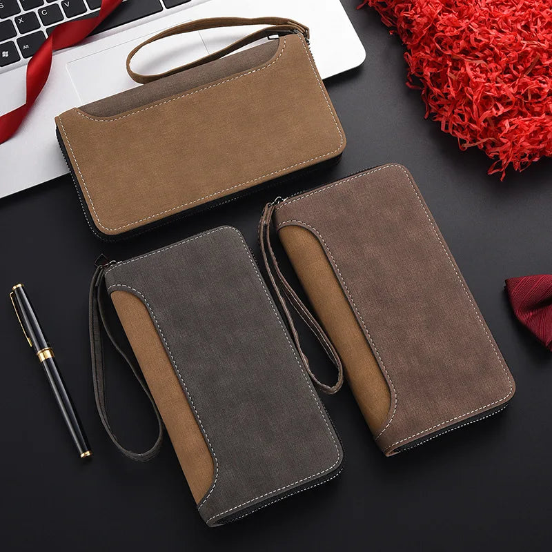Men's Long Wallet Fashion Multiple Card Slots Card Holder Men Business Wallet Zipper Phone Pouch Coin Purse Change Card Bag