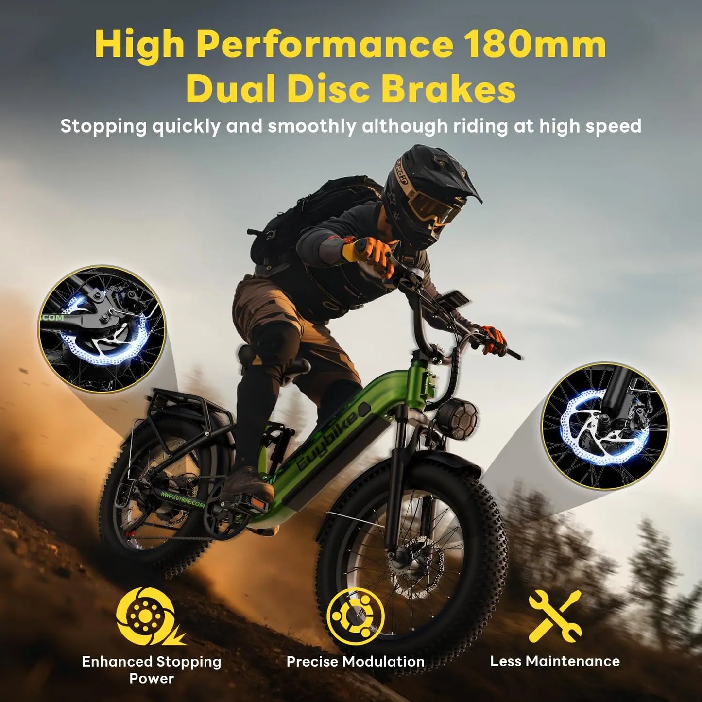 Electric Bike for Adults 1400W Peak, 48V 20AH(960WH) Removable Battery, 20"x4" Fat Tire Full Suspension 80 Miles, Customized