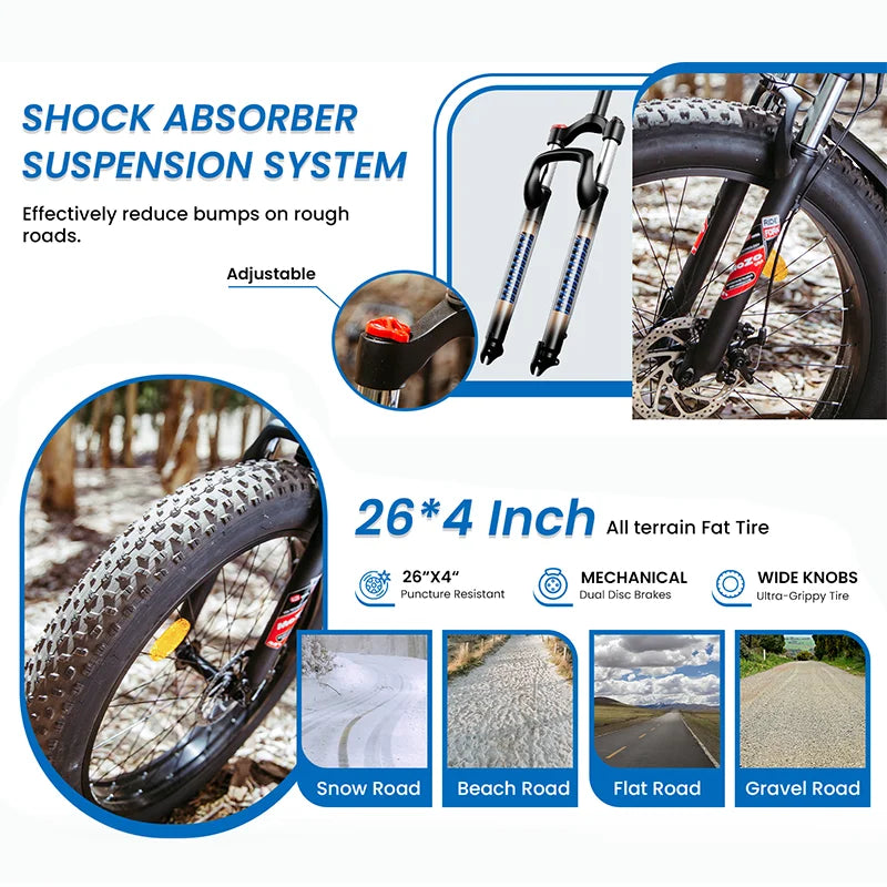 Wholesale off Road 26 Inch Fat Electric Electronic Pedal Assist Cross Trek Bike 1500w Import Bicycle From China