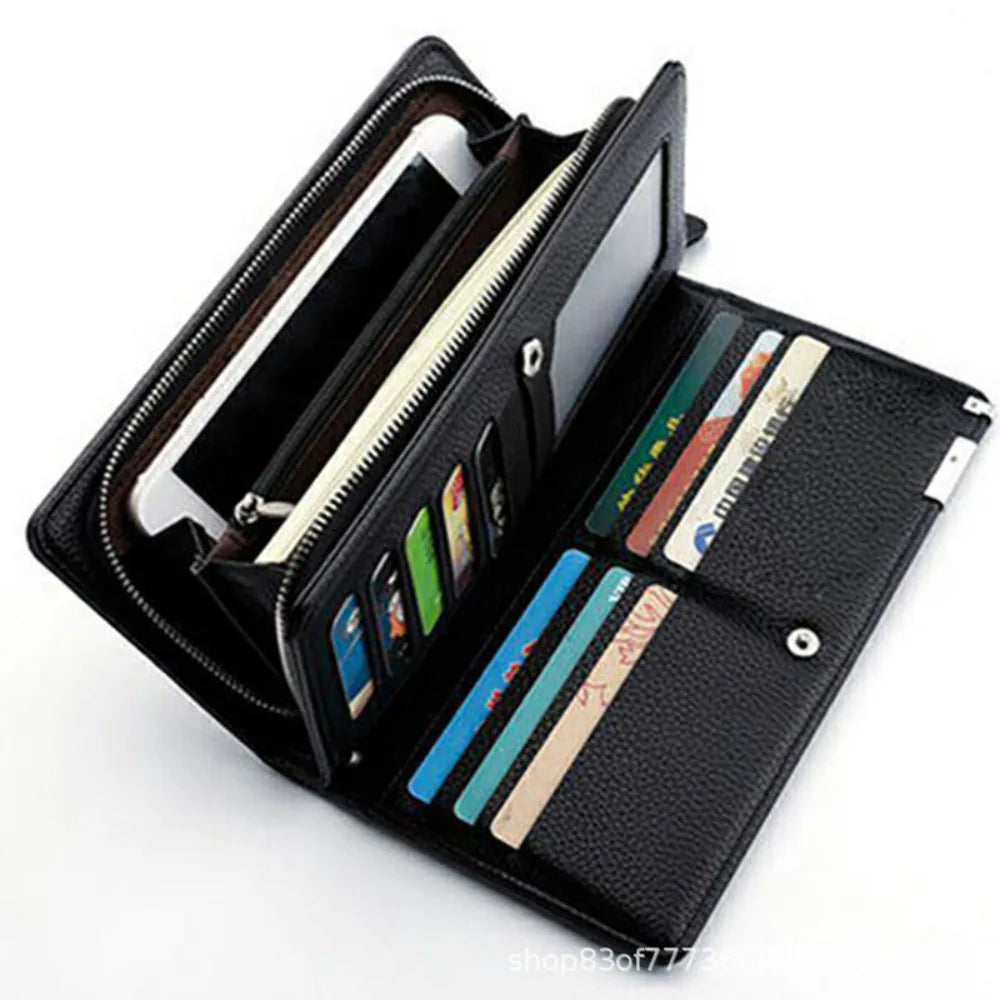 Men's Long Wallet Multi-card Slot Card Holder Business Wallet with Zipper Multi Functional PU Leather Coin Purse Man Gift