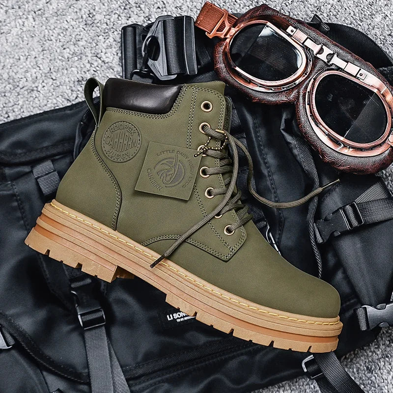 2024 New Men Boots Fashion Motorcycle Ankle Boots for Waterproof Hiking Boot Winter Chelsea Retro Boots Comfy