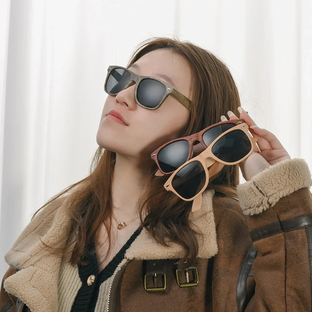 2024 Wood Bamboo Sunglasses for Men Women Classic Fashion Vintage Driving Sun Glasses Boy Black Fishing Eyewear UV400 Eyeglasses