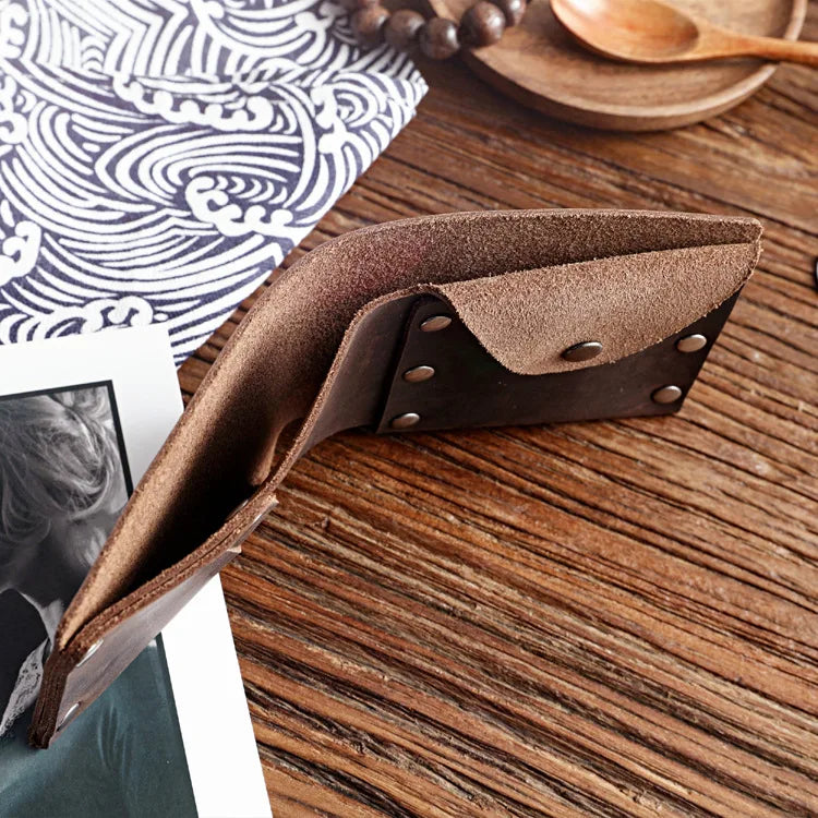 Vintage Genuine Leather Wallet for Men Handmade Card Holder Coin Pocket Purse Money Clip