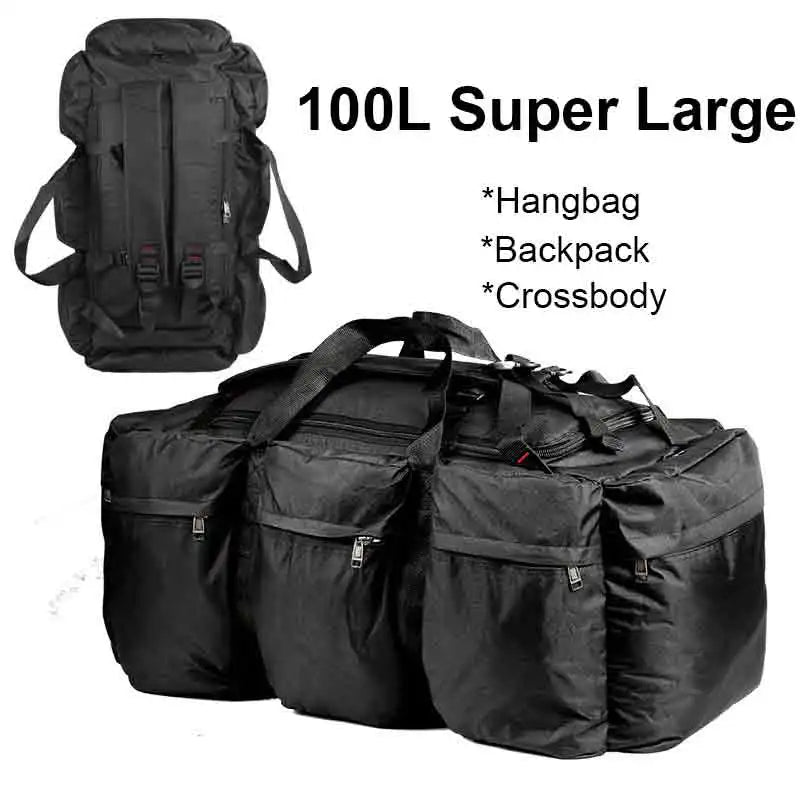 100L Camping Bag Travel Backpack Large Luggage for Men Outdoor Shoulder Hiking Trekking Tourist Tactical Carry-on Duffel Weekend