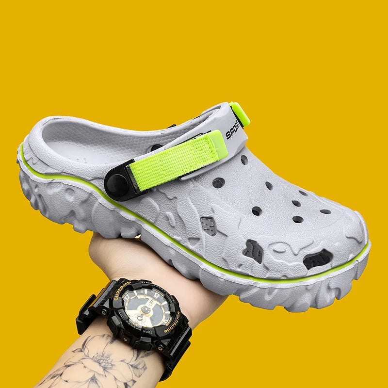 Men's Sandals Summer Clogs Non Slip Beach Trend Casual Sandals Breathable Thick Bottom High Quality Hole Shoes Big Size 45 46 47