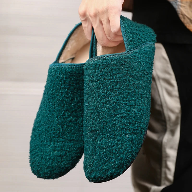 Men Winter Slippers Women Warm Shoes Soft Plush Flats Casual Shoes Male Loafers Lightweight Home Walking Couples Shoes Footwear