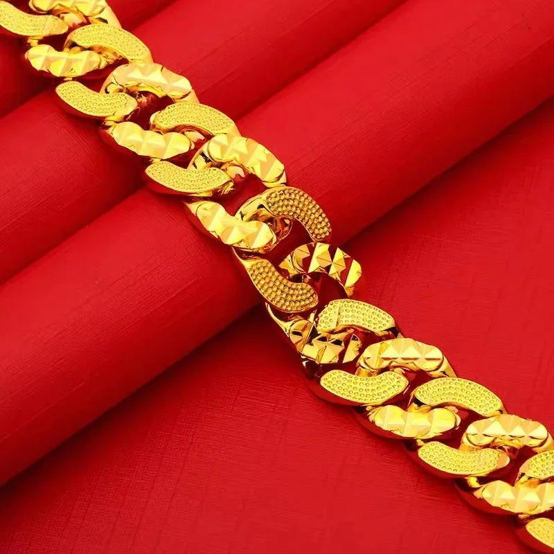 Mens and womens AU750 gold bracelet 18k boss bracelet domineering chain high quality free shipping with certificate