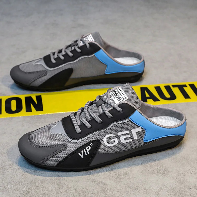 Men Slippers Trend Baotou Shoes for Men Summer Breathable Casual Shoe Vulcanized Flats Male Sneakers Half Slip-on Shoes 2026