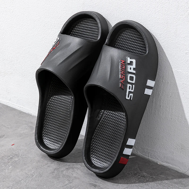 Summer Men Sport Style Slippers Soft Sole Bathroom Anti-slip Outdoor Wear-resistant Beach Fashion Leisure Flat Home Shoes Couple
