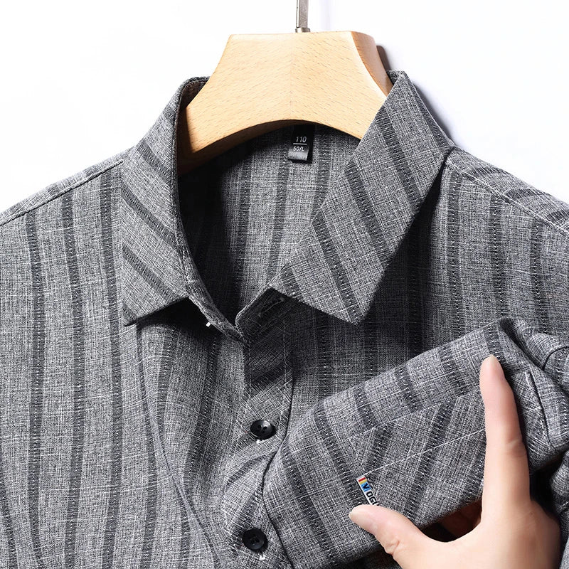 New Men's Business Casual Short Sleeved Printed Shirt with Wrinkle Resistance No Ironing Comfortable All Season Versatile Top