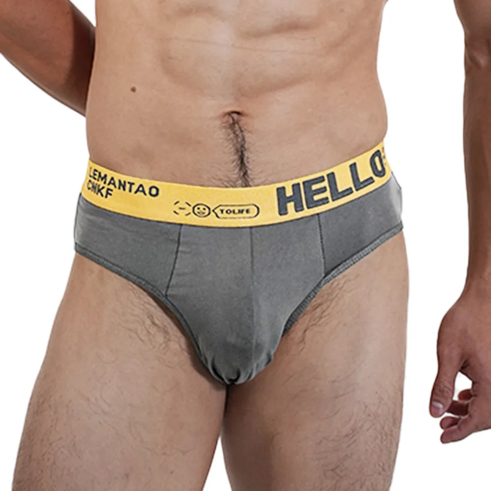 Mens Underwear Cotton Breathable Triangular Panty Fashion Sexy Slip U Underpants Hot Bikini Mid-Waist High Elasticity Men Briefs