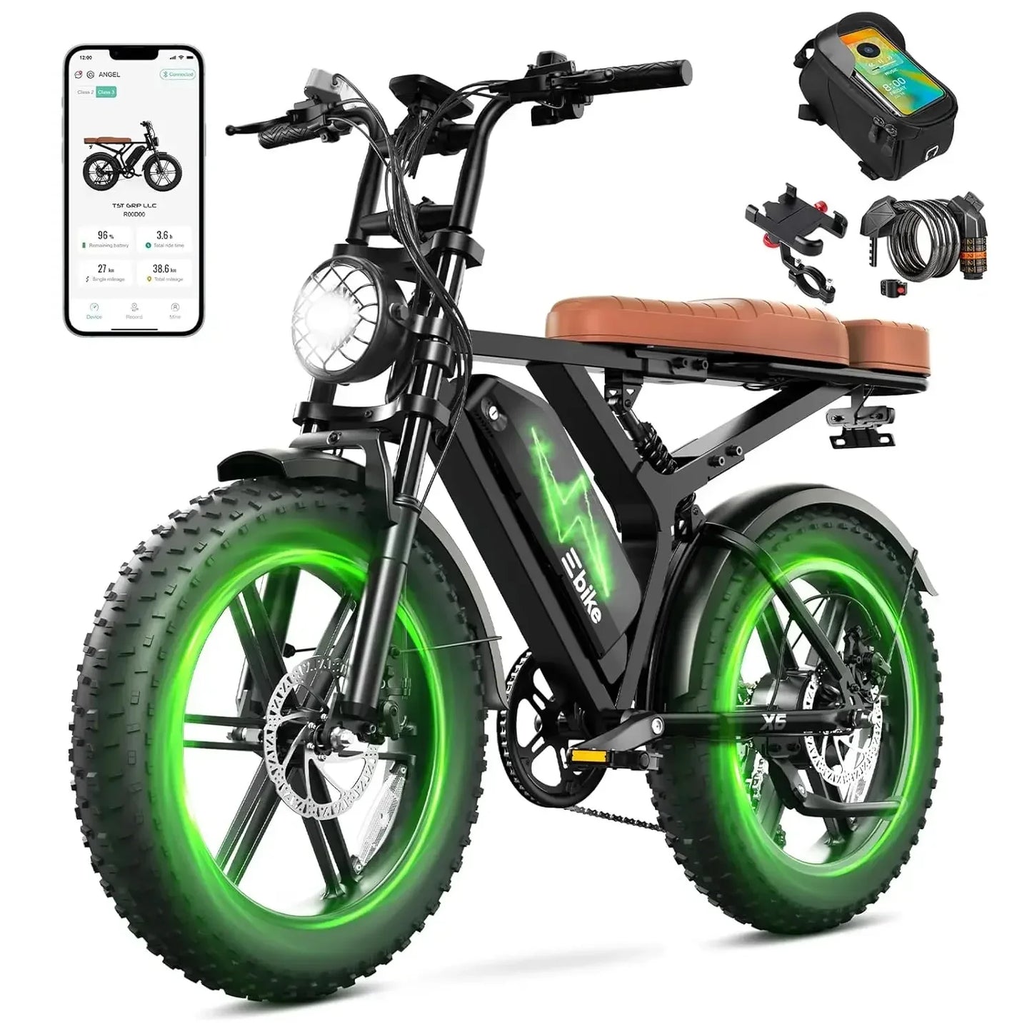 SISIAGD Electric Bike for Adults,1500W Peak Ebike,48V 15/ 30AH Waterproof Removable Battery,60-100 Miles,7 Speed,30, Customized