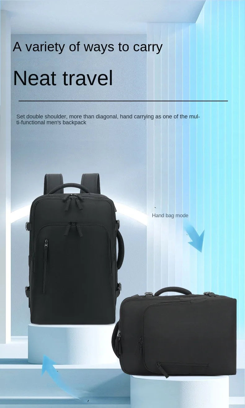 Men's Travel Backpack, Outdoor Luggage Backpack, Business Weekend Bag, Expandable, Large Capacity Travel Backpack, Commuting, Short-Distance Business Trip Luggage Bag, Perfectly Matches Backpack Accessories, Luggage Strap Des