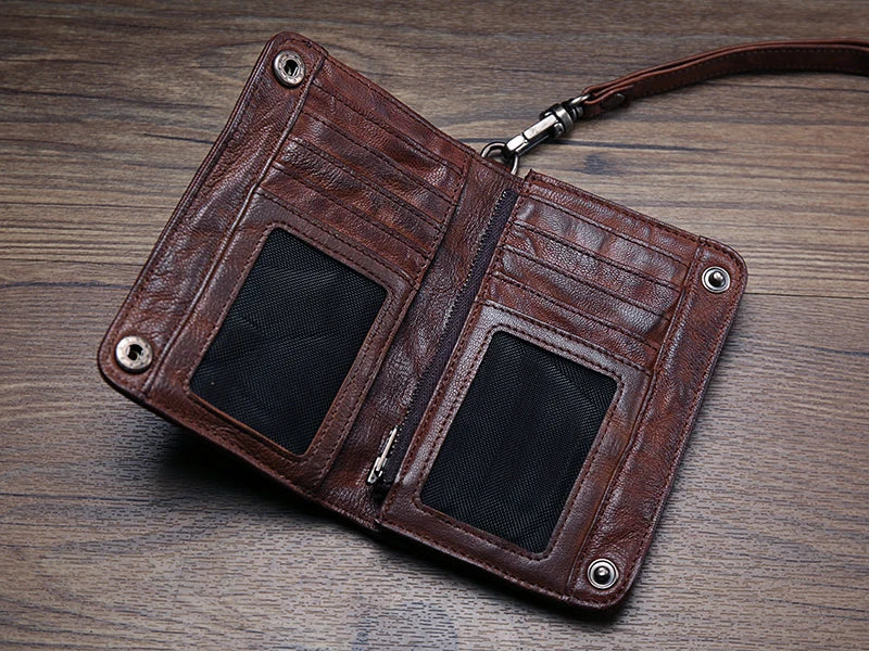 Vintage Genuine leather wallet Men leather long wallet men purse clutch bag male money clips zip around money bag card holder