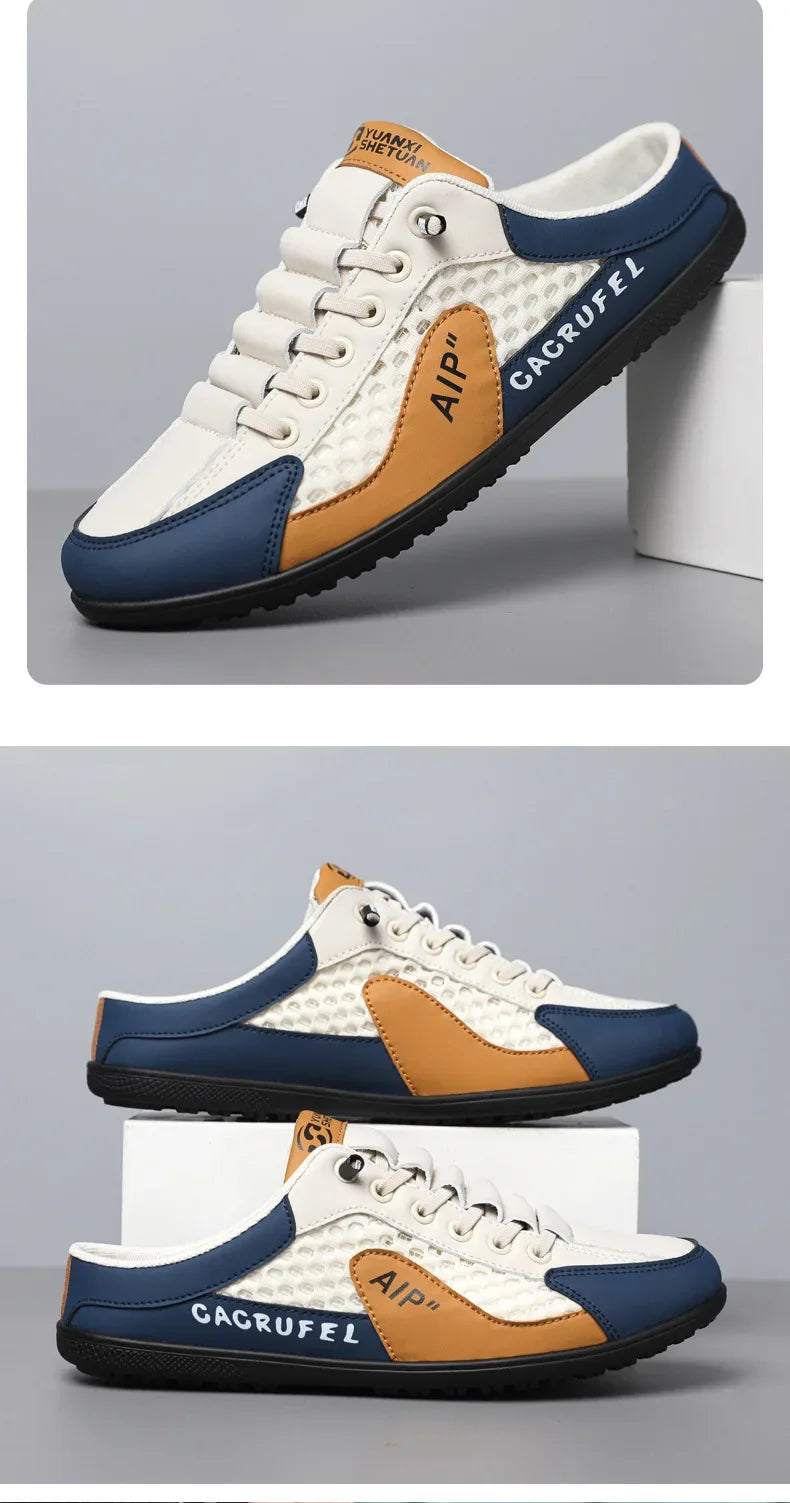 Men's Fashion Soft-soled Half Slippers Summer Trendy Bottom Casual Shoes Soft Sole Support Shoes Sneakers Half Drag Sandals