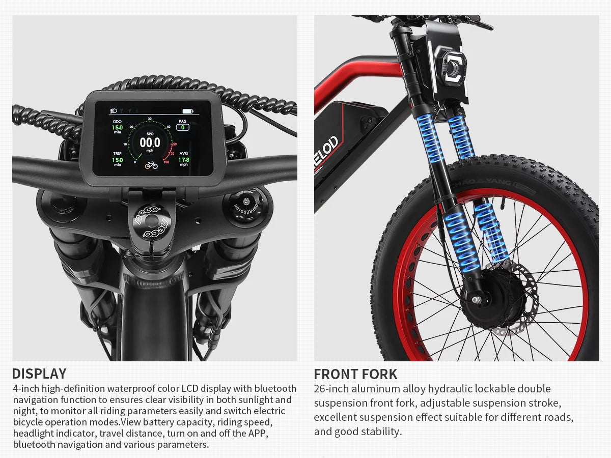 MEELOD XT600DL  Adult E-bike 26-inch Fat Tire E-Mountain bike 1000W*2 motor  52V25Ah battery commute Electric Bike