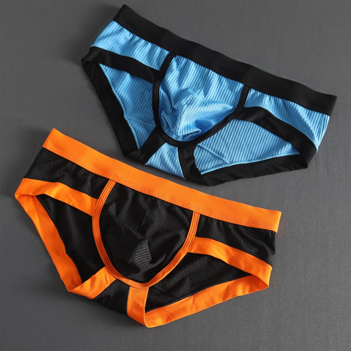 Men's low-waist sexy underwear U-convexs large bag youth striped Underpants breathable soft comfort loose fiber fabric briefs