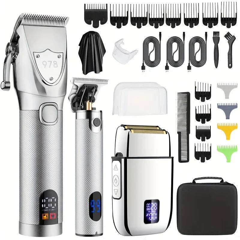 Professional hair clipper,men's hair clipper, beard hair clipper set, cordless electric shaver, men's shaver, hair clipper, T-
