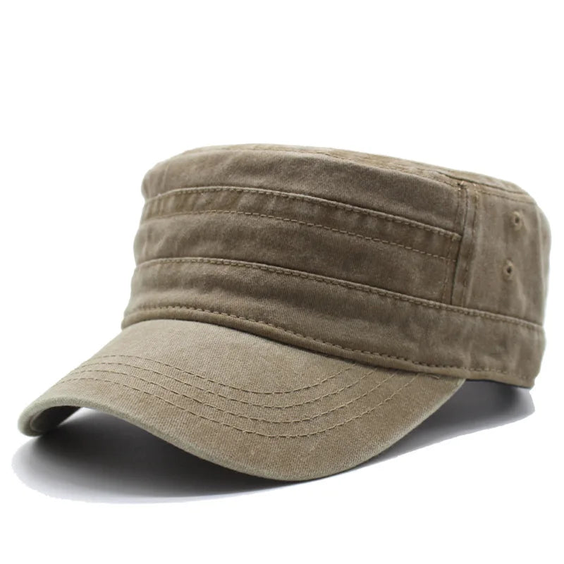 Washed Cotton Hat Men's Caps Flat Top Caps For Men Cadet Outdoor Cap Fishing Caps