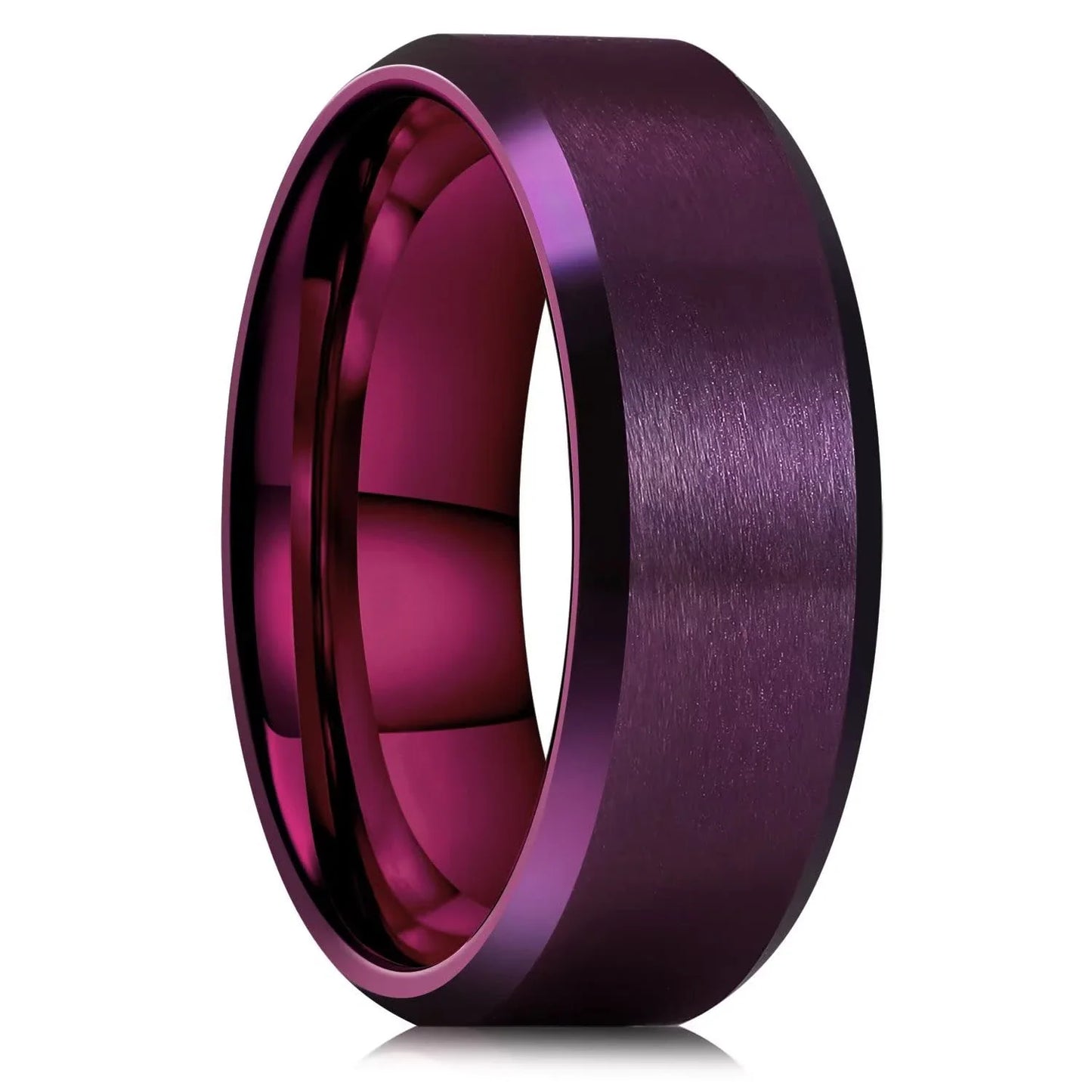 Fashion Men 8mm Rose Gold Color Stainless Steel Rings Double Groove Pattern Promise Rings For Men Wedding Jewelry Accessories