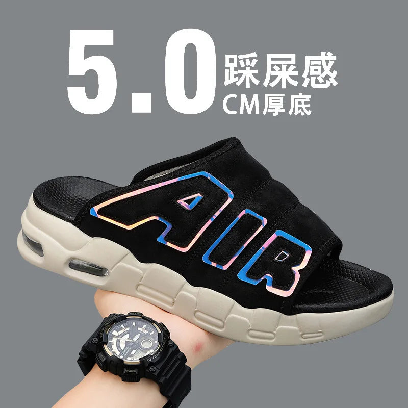Men's Slippers 2025 Summer New Casual Slippers Fashion Air Cushion Sports Slippers for Men Non Slip Beach Shoes Designer Slides