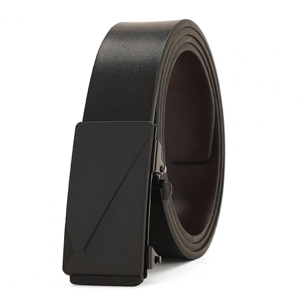 120cm Men Belts Automatic Buckle Belt Formal Faux Leather Adjustable Long-lasting Men Business Belt Casual Buises for Jeans