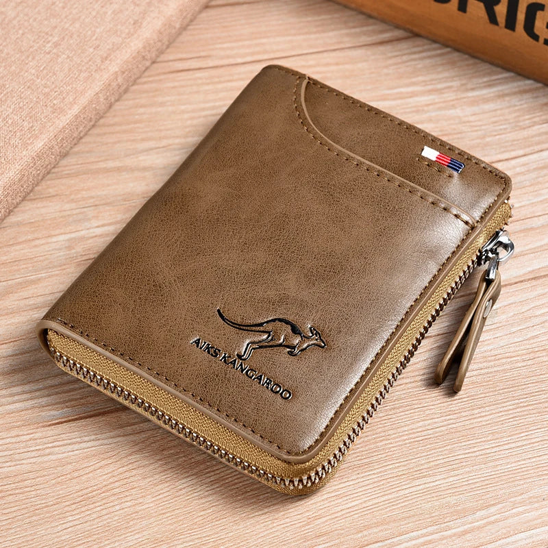 Men's Wallet PU Leather Business Card Holder Zipper Purse for Men RFID Protection Purses Luxury Designer Money Bag Male Gift