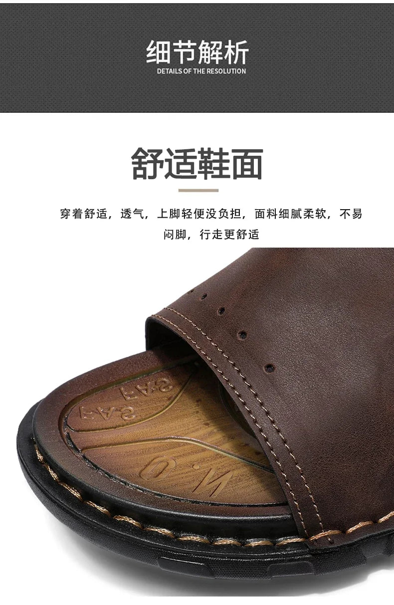 2025 Mens Slippers Summer Casual Shoes Beach Sandals Outdoor Slides Walking Comfort Leather Luxury Designer Fashion Lightweight