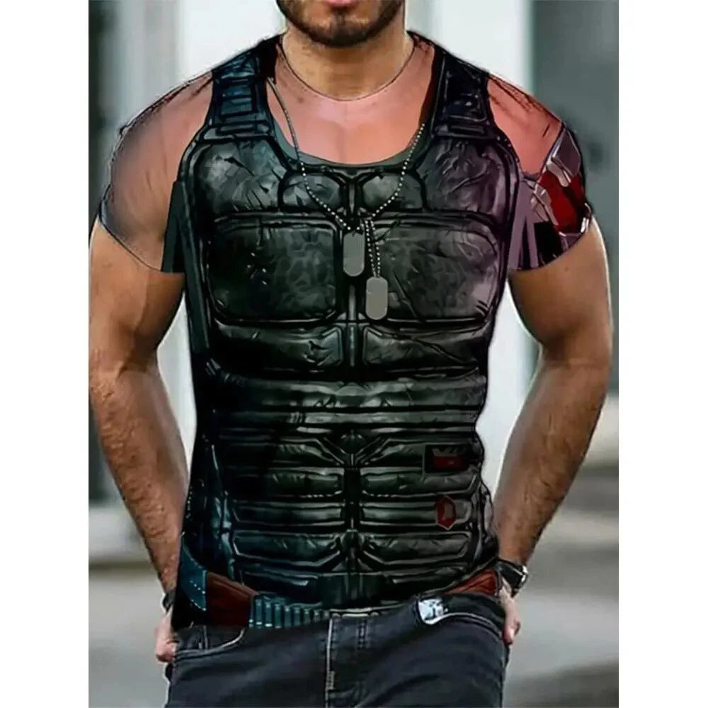 Mens T-Shirts For Men Clothing Oversized Tees Unisex Armor Graphic 3D Print Summer Casual Short Sleeve Armour Tops