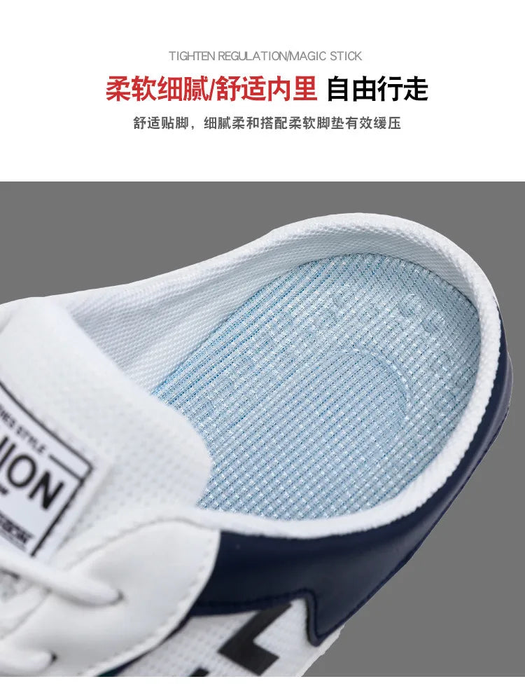 Men Slippers Trend Baotou Shoes for Men Summer Breathable Casual Shoe Vulcanized Flats Male Sneakers Half Slip-on Shoes 2026