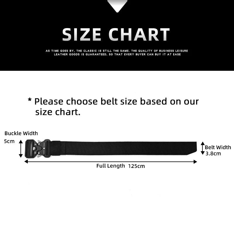 Men's Belt Metal Male Belt Canvas Belts Big Size Outdoor Sport Nylon Belts Oversized