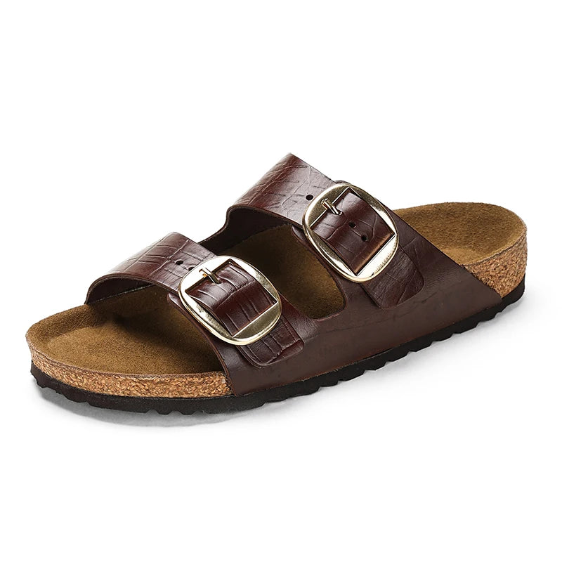 Couple's New Genuine Leather Slippers Summer Men's and Women's Water Beach Shoes Casual Sports Sandals Non slip Breathable Shoes