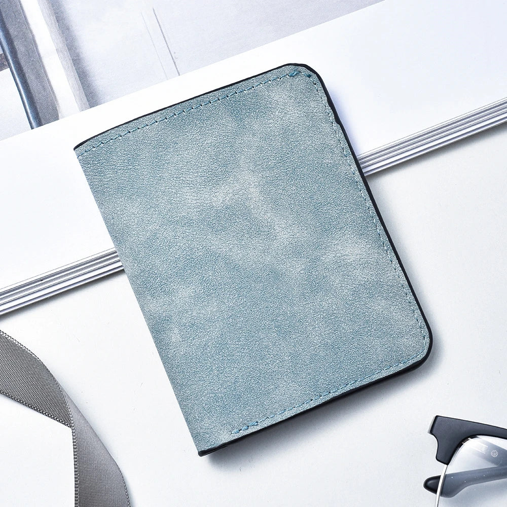 Men's Slim Wallet with Multiple Card Slots & ID Holder - Stylish Black Faux Leather, Portable Design