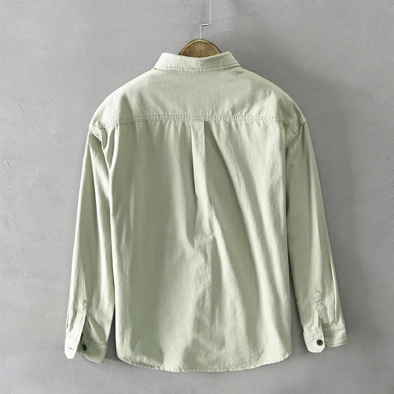 Brand Long-sleeved Shirts for Men in Spring and Autumn Hong Kong Style Casual Jackets Light and Mature Style Loose and Versatile