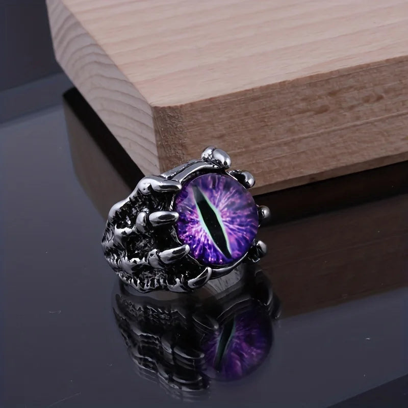 Retro Personality Evil Eye Dragon Claw Wolf Claw Adjustable Opening Rings for Men Halloween Punk Dark Style Finger Jewelry Gifts