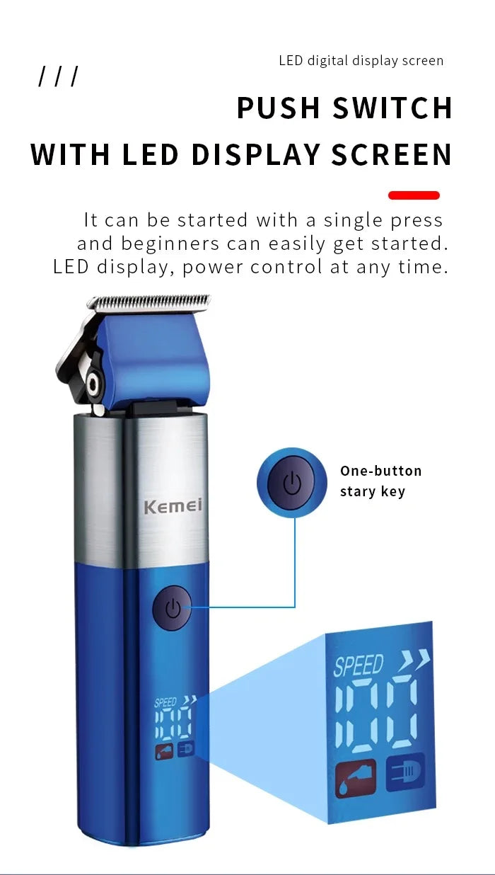 Kemei Waterproof Hair Clippers for Men Professional Washable Hair Trimmer Barber Cordless Men Beard Trimmer Hair Cutting Machine