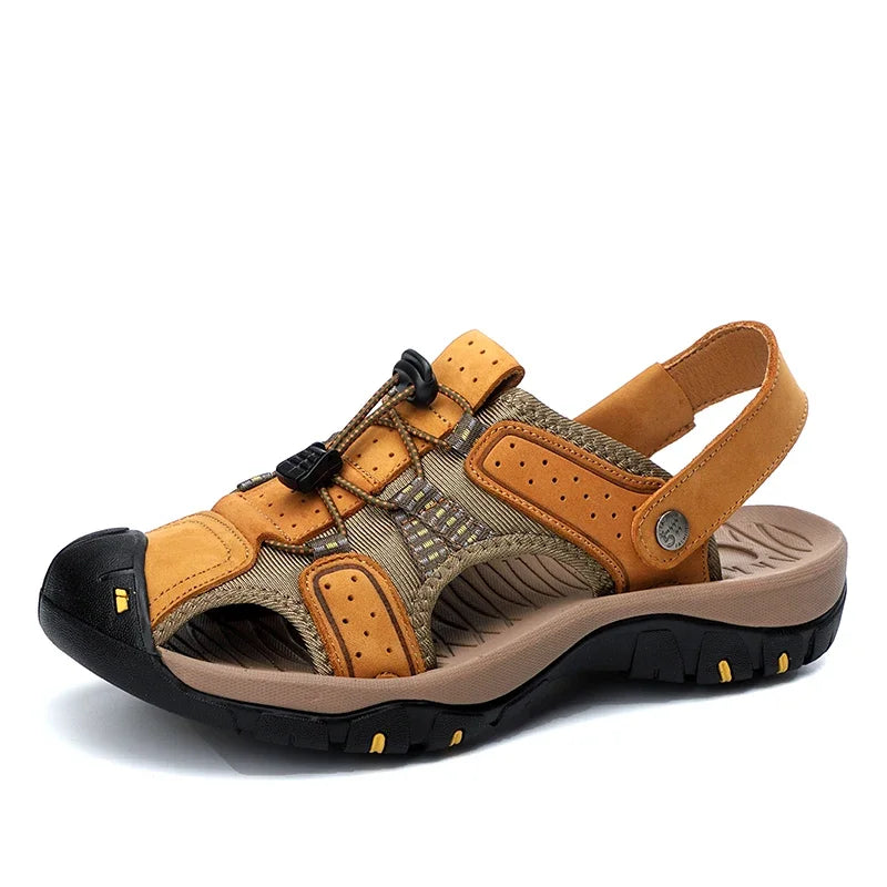Genuine Leather Men Shoes 2023 Summer New Men's Beach Sandals Classic Men Outdoor Casual Sandals Slippers Plus Size 38-47